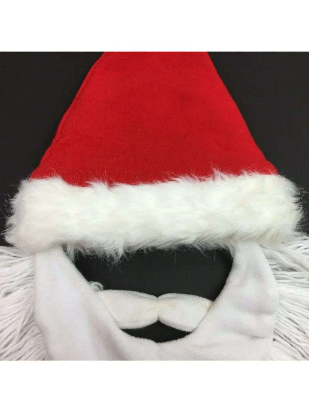 Santa Mask Hat Beard Plush Christmas Halloween Adult Party Costume Face